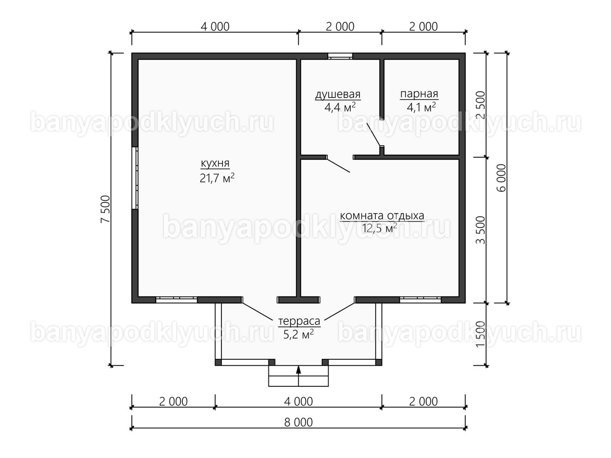 Баня из бруса 8x6 м Баня из бруса 8x6 м