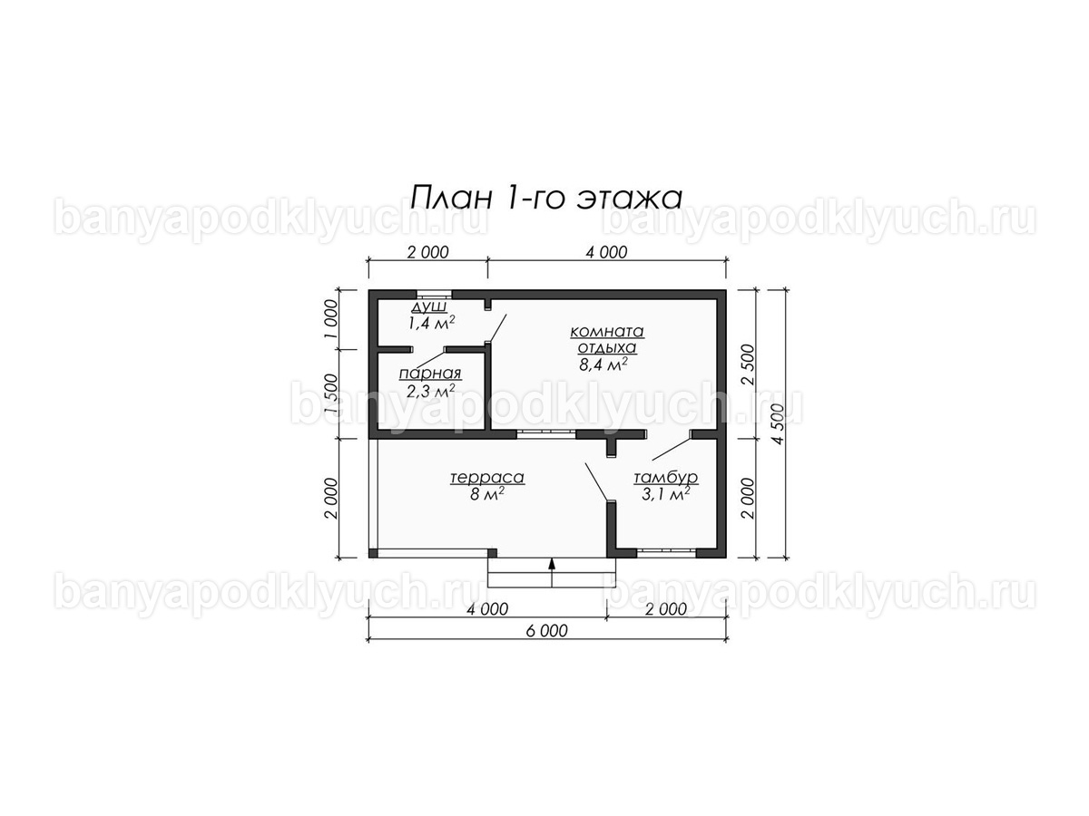 Каркасная баня 6x4.5 м Каркасная баня 6x4.5 м